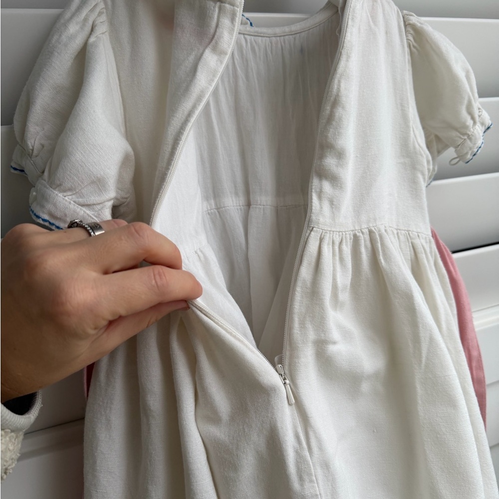 Mini Boden White Dress with Multicolor Smocking - Picture 9 of 11